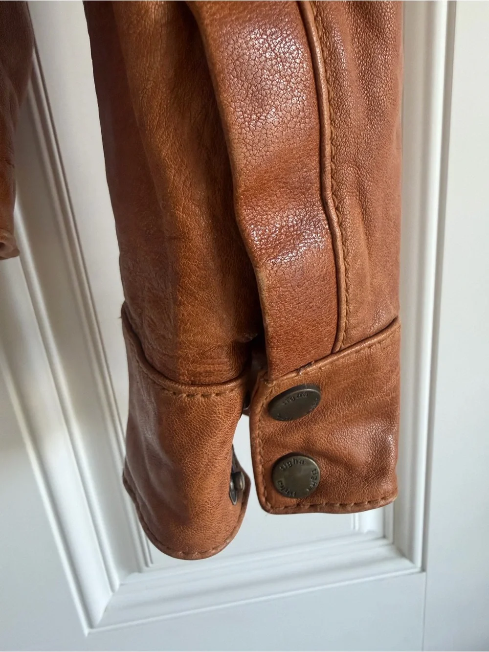 Men's Tan Leather Military Field Jacket by